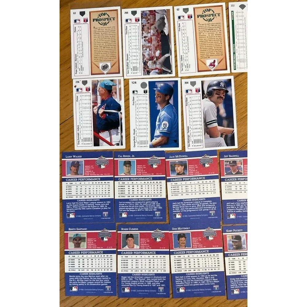 20 Baseball Card Lot - 1993 Hostess Ken Griffey Jr, Ripken, 1991 Upper Deck